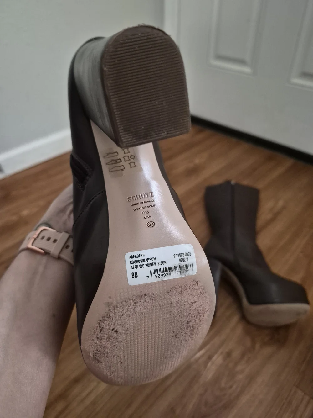 SCHUTZ Aderdeen Dark Brown Leather High Platform Knee High Block Heel Boots